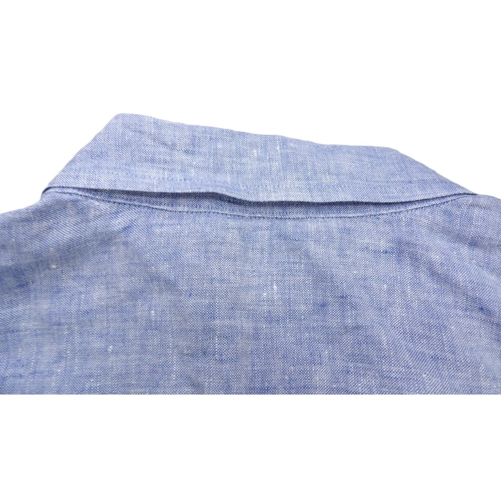 UNTUCKit Valente WR Short Sleeve Button Down 100% Linen Shirt Men XL Blue Casual - Picture 15 of 16